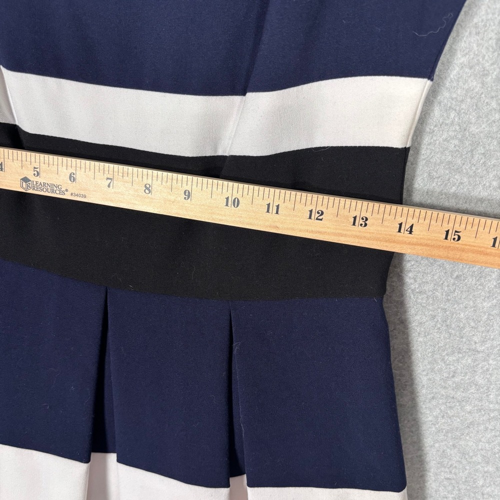 LRL Ralph‎ Lauren Pleated Dress 4 Navy White Black Striped Preppy Nautical - Picture 6 of 13